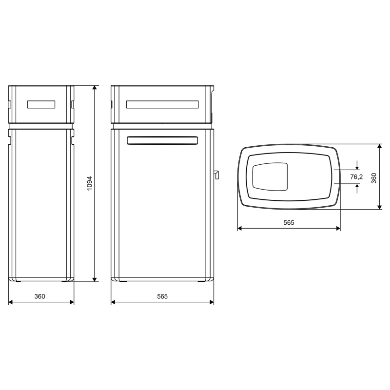 Zmäkčovač vody Anthracite Azure 250 - rozmery