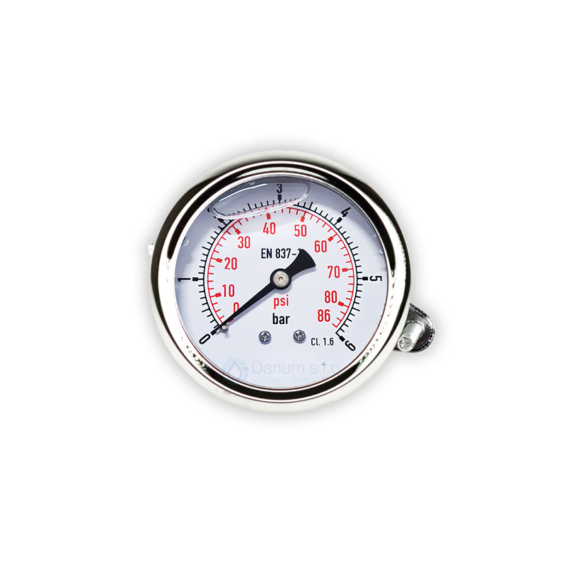 Manometer 1/4" zadným připojením - d63 | 6 bar | glycerín