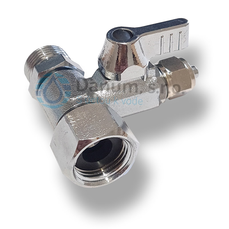 Medzikus s ventilom s 3/8” vnút. závitom, s 3/8" vonk. závitom a s 1/4" rýchlospojkou